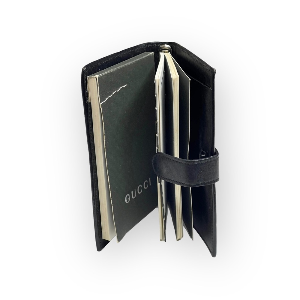 Vintage: Gucci ♛ Small Leather Daily Organizer Book ♛ Gold Logo Hardware Plaque - Picture 7 of 16